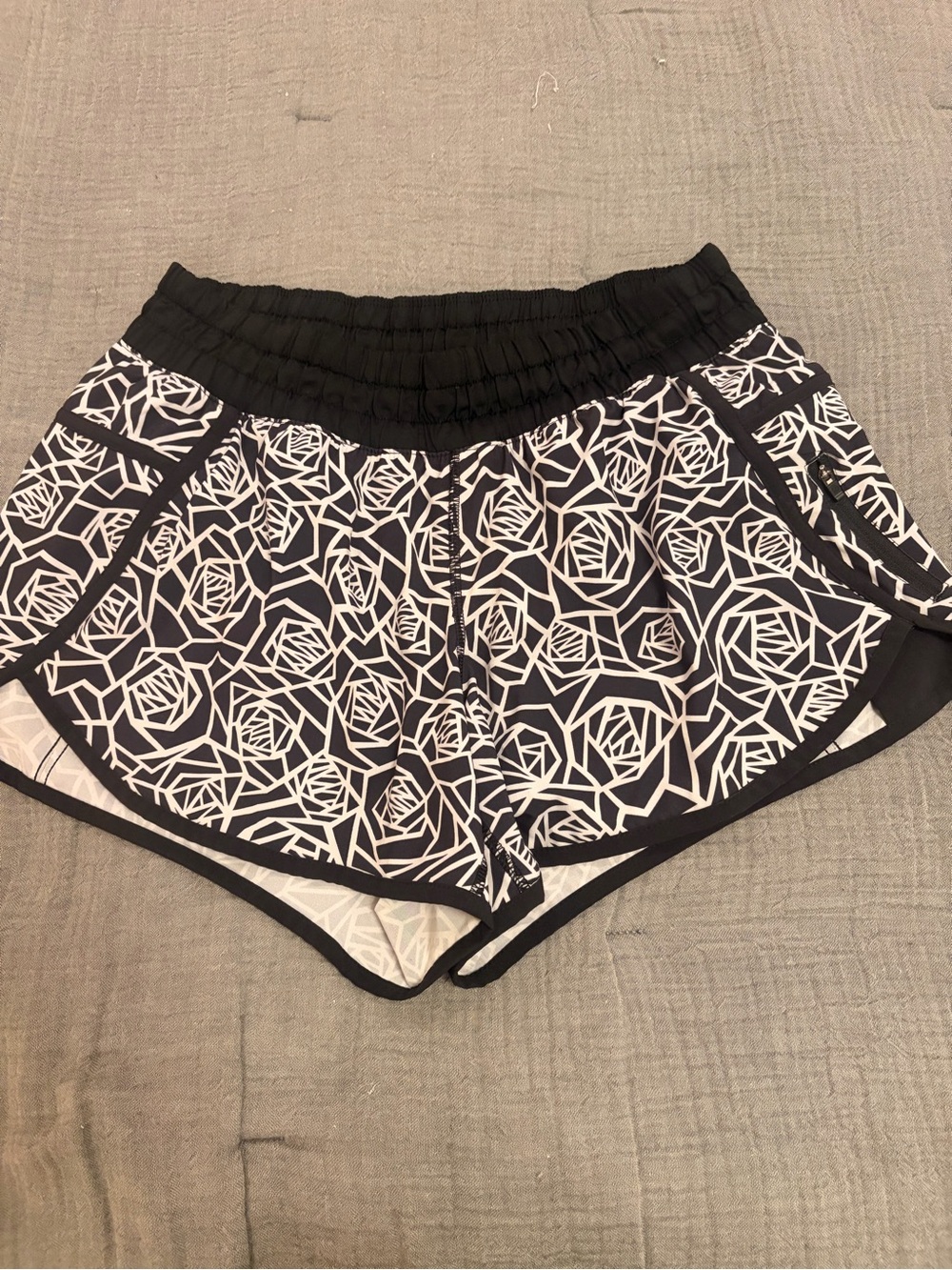 lululemon athletica Black & White Floral-Print Athletic Shorts